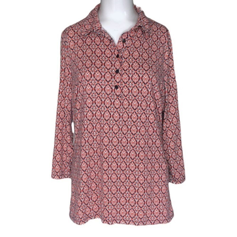 Talbots size medium patterned partial button down top